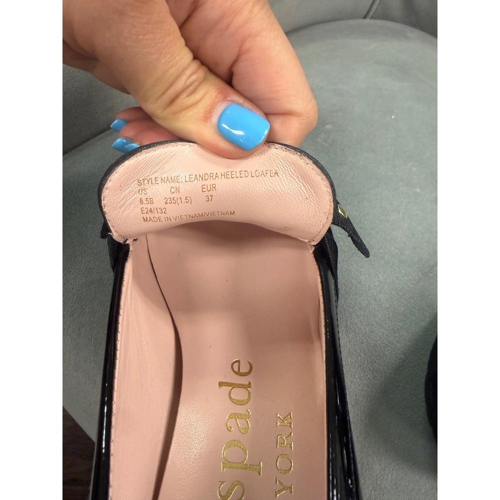 Kate Spade New York Leandra Heeled Loafers - Black Patent Leather, Size 6.5B - Picture 5 of 6